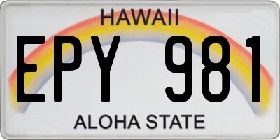 HI license plate EPY981