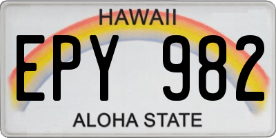HI license plate EPY982