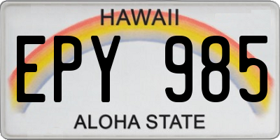 HI license plate EPY985