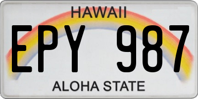 HI license plate EPY987