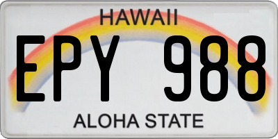 HI license plate EPY988