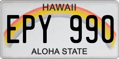 HI license plate EPY990