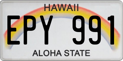 HI license plate EPY991