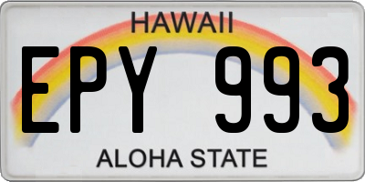 HI license plate EPY993