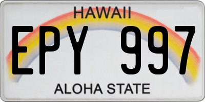 HI license plate EPY997