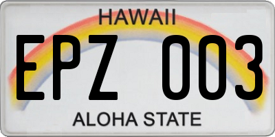 HI license plate EPZ003