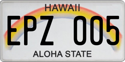 HI license plate EPZ005