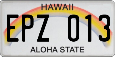 HI license plate EPZ013