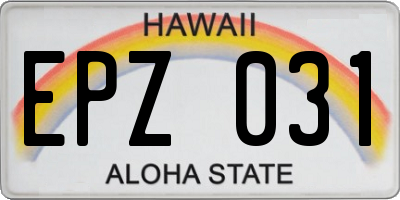 HI license plate EPZ031