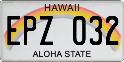 HI license plate EPZ032