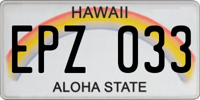 HI license plate EPZ033