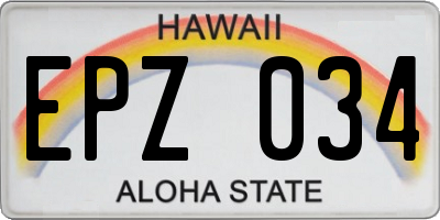HI license plate EPZ034