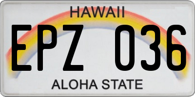 HI license plate EPZ036