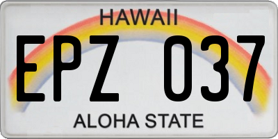 HI license plate EPZ037