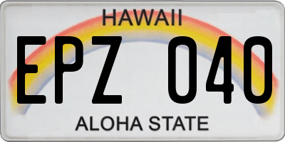 HI license plate EPZ040