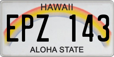 HI license plate EPZ143