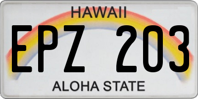 HI license plate EPZ203