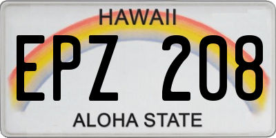 HI license plate EPZ208