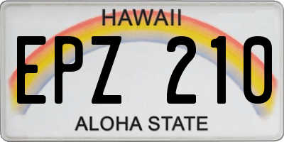 HI license plate EPZ210