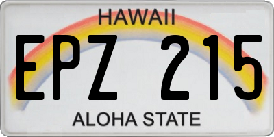 HI license plate EPZ215