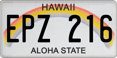 HI license plate EPZ216