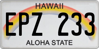 HI license plate EPZ233