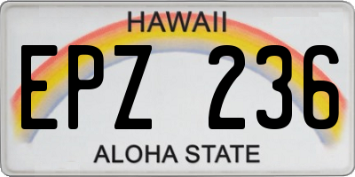 HI license plate EPZ236