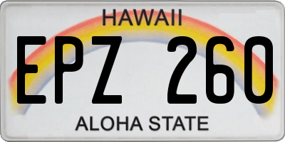HI license plate EPZ260