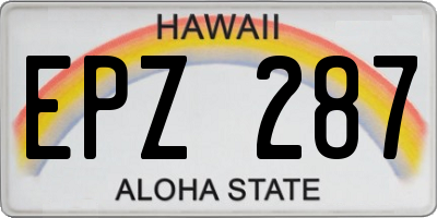 HI license plate EPZ287