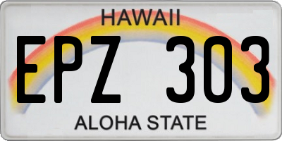 HI license plate EPZ303