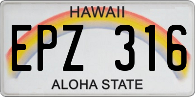 HI license plate EPZ316