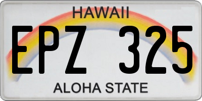 HI license plate EPZ325