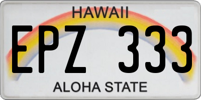 HI license plate EPZ333