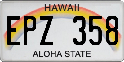 HI license plate EPZ358