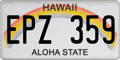 HI license plate EPZ359