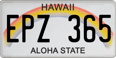 HI license plate EPZ365