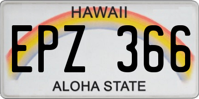 HI license plate EPZ366