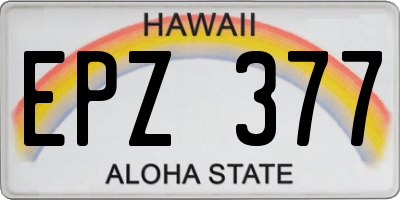 HI license plate EPZ377