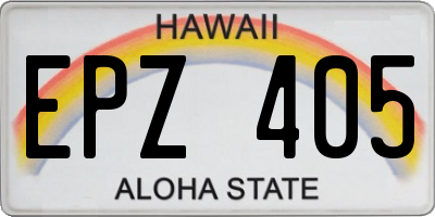 HI license plate EPZ405