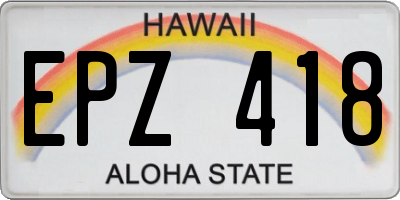HI license plate EPZ418