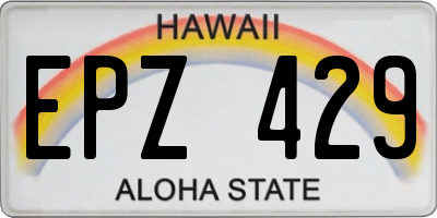HI license plate EPZ429