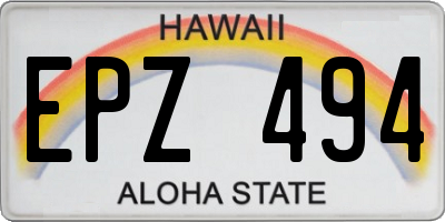 HI license plate EPZ494