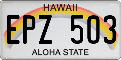 HI license plate EPZ503