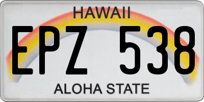 HI license plate EPZ538