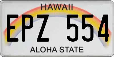 HI license plate EPZ554