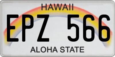HI license plate EPZ566