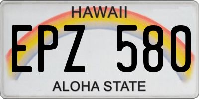 HI license plate EPZ580