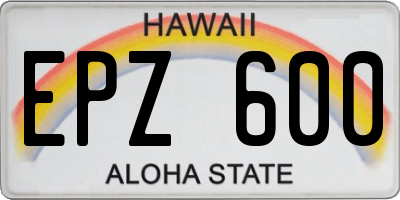 HI license plate EPZ600