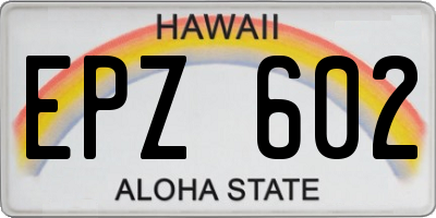 HI license plate EPZ602