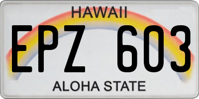 HI license plate EPZ603